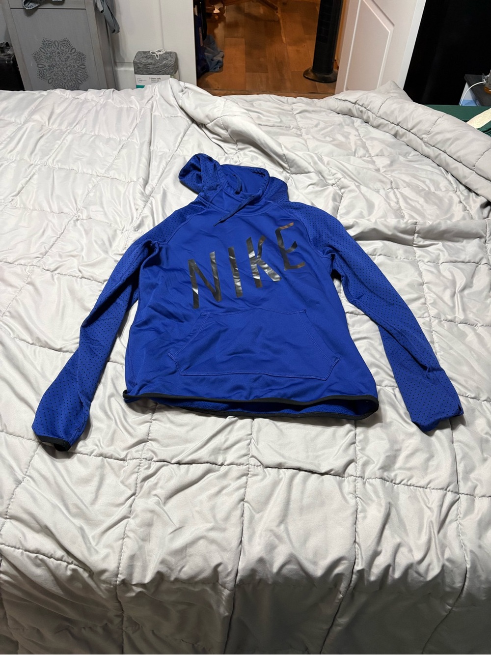 Nike Royal Blue Hoodie with Large Black NIKE Logo